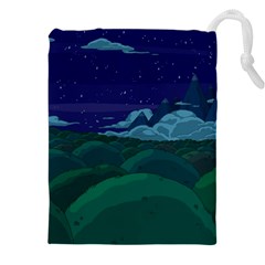 Adventure Time Cartoon Night Green Color Sky Nature Drawstring Pouch (4xl) by Sarkoni