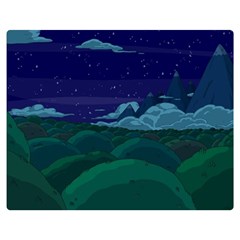 Adventure Time Cartoon Night Green Color Sky Nature Premium Plush Fleece Blanket (Medium)