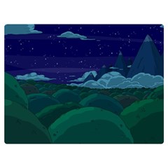 Adventure Time Cartoon Night Green Color Sky Nature Premium Plush Fleece Blanket (Extra Small)