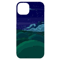 Adventure Time Cartoon Night Green Color Sky Nature iPhone 14 Plus Black UV Print Case