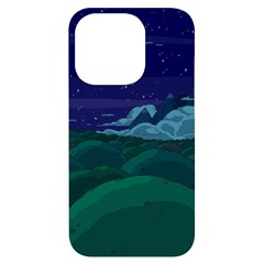 Adventure Time Cartoon Night Green Color Sky Nature iPhone 14 Pro Black UV Print Case
