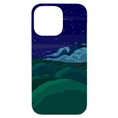 Adventure Time Cartoon Night Green Color Sky Nature iPhone 14 Pro Max Black UV Print Case