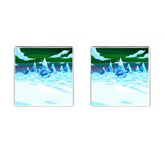 Frost Mountains Illustration Adventure Time Fantasy Art Landscape Cufflinks (square)