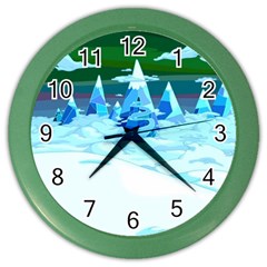 Frost Mountains Illustration Adventure Time Fantasy Art Landscape Color Wall Clock