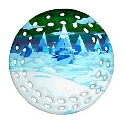 Frost Mountains Illustration Adventure Time Fantasy Art Landscape Ornament (round Filigree) by Sarkoni