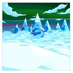 Frost Mountains Illustration Adventure Time Fantasy Art Landscape Square Satin Scarf (36  X 36 )