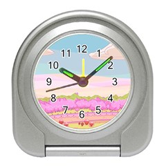Pink And White Forest Illustration Adventure Time Cartoon Travel Alarm Clock