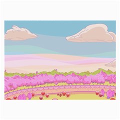 Pink And White Forest Illustration Adventure Time Cartoon Large Glasses Cloth