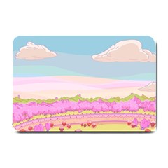 Pink And White Forest Illustration Adventure Time Cartoon Small Doormat