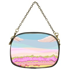 Pink And White Forest Illustration Adventure Time Cartoon Chain Purse (one Side)