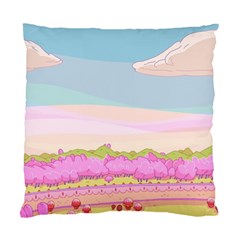 Pink And White Forest Illustration Adventure Time Cartoon Standard Cushion Case (one Side)