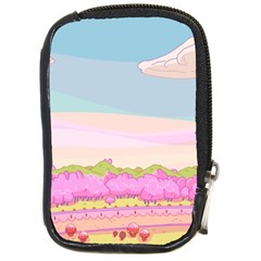 Pink And White Forest Illustration Adventure Time Cartoon Compact Camera Leather Case