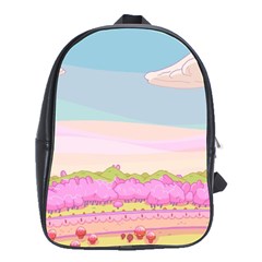 Pink And White Forest Illustration Adventure Time Cartoon School Bag (large)