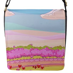 Pink And White Forest Illustration Adventure Time Cartoon Flap Closure Messenger Bag (s)