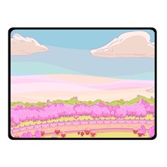 Pink And White Forest Illustration Adventure Time Cartoon Two Sides Fleece Blanket (small)