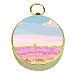 Pink And White Forest Illustration Adventure Time Cartoon Gold Compasses