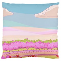 Pink And White Forest Illustration Adventure Time Cartoon Standard Premium Plush Fleece Cushion Case (one Side) by Sarkoni