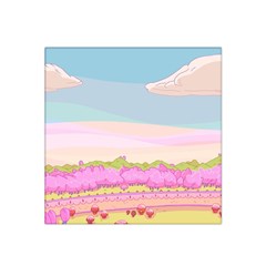 Pink And White Forest Illustration Adventure Time Cartoon Satin Bandana Scarf 22  X 22 