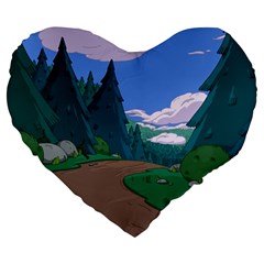 Adventure Time Cartoon Pathway Large 19  Premium Heart Shape Cushions
