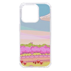 Pink And White Forest Illustration Adventure Time Cartoon Iphone 14 Pro Tpu Uv Print Case by Sarkoni