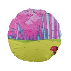 Red Mushroom Animation Adventure Time Cartoon Multi Colored Standard 15  Premium Flano Round Cushions