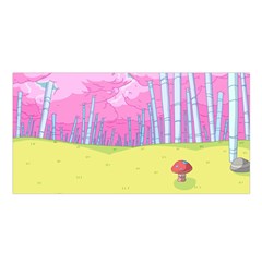 Red Mushroom Animation Adventure Time Cartoon Multi Colored Satin Shawl 45  X 80 