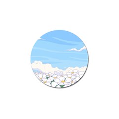 White Petaled Flowers Illustration Adventure Time Cartoon Golf Ball Marker