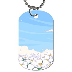 White Petaled Flowers Illustration Adventure Time Cartoon Dog Tag (two Sides) by Sarkoni