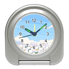 White Petaled Flowers Illustration Adventure Time Cartoon Travel Alarm Clock