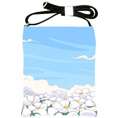 White Petaled Flowers Illustration Adventure Time Cartoon Shoulder Sling Bag