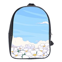 White Petaled Flowers Illustration Adventure Time Cartoon School Bag (xl)