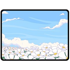 White Petaled Flowers Illustration Adventure Time Cartoon Two Sides Fleece Blanket (large)