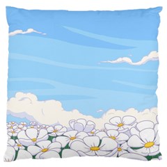 White Petaled Flowers Illustration Adventure Time Cartoon Large Premium Plush Fleece Cushion Case (one Side)