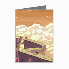 Animated Castle Illustration Adventure Time Cartoon Nature Mini Greeting Card by Sarkoni