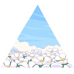 White Petaled Flowers Illustration Adventure Time Cartoon Wooden Puzzle Triangle