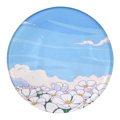 White Petaled Flowers Illustration Adventure Time Cartoon Round Glass Fridge Magnet (4 Pack) by Sarkoni