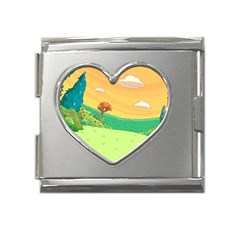 Green Field Illustration Adventure Time Multi Colored Mega Link Heart Italian Charm (18mm) by Sarkoni