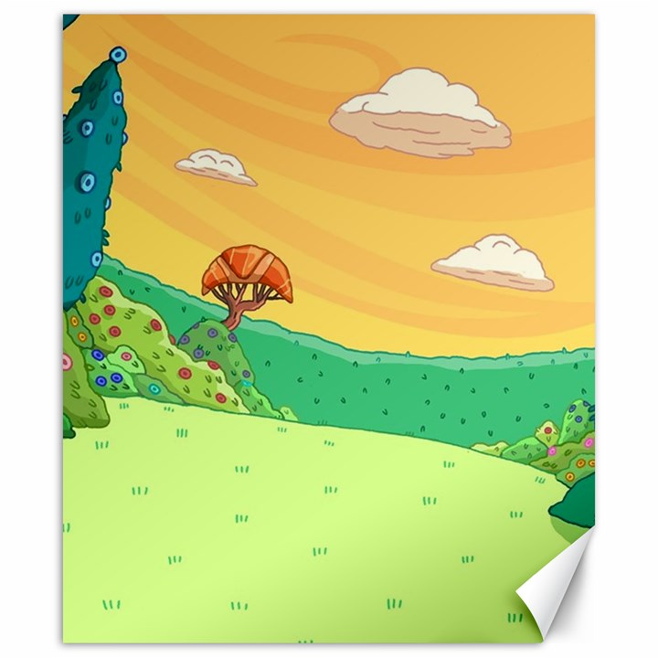 Green Field Illustration Adventure Time Multi Colored Canvas 20  x 24 