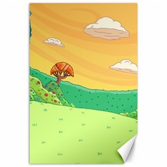 Green Field Illustration Adventure Time Multi Colored Canvas 24  X 36 