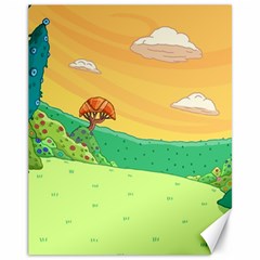 Green Field Illustration Adventure Time Multi Colored Canvas 11  X 14 