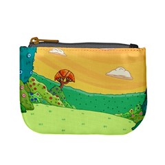 Green Field Illustration Adventure Time Multi Colored Mini Coin Purse