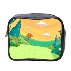 Green Field Illustration Adventure Time Multi Colored Mini Toiletries Bag (two Sides)