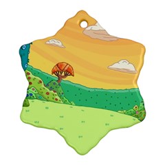 Green Field Illustration Adventure Time Multi Colored Ornament (snowflake)