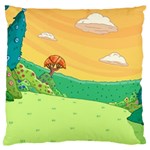 Green Field Illustration Adventure Time Multi Colored Large Cushion Case (One Side) Front