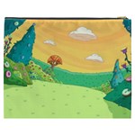 Green Field Illustration Adventure Time Multi Colored Cosmetic Bag (XXXL) Back