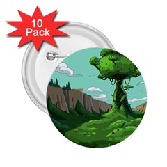 Adventure Time Cartoon Green Color Nature  Sky 2 25  Buttons (10 Pack) 