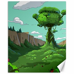 Adventure Time Cartoon Green Color Nature  Sky Canvas 11  X 14 