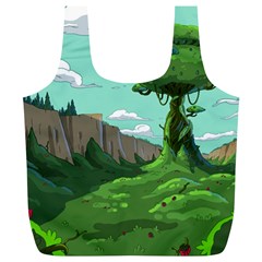 Adventure Time Cartoon Green Color Nature  Sky Full Print Recycle Bag (xl)