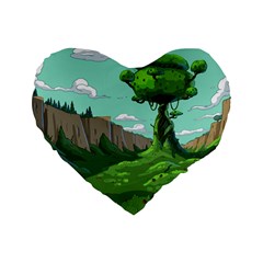 Adventure Time Cartoon Green Color Nature  Sky Standard 16  Premium Flano Heart Shape Cushions