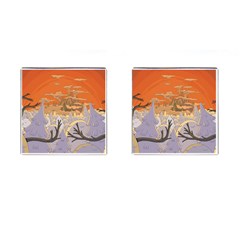 Adventure Time Cartoon Landscape Trees Cufflinks (square)